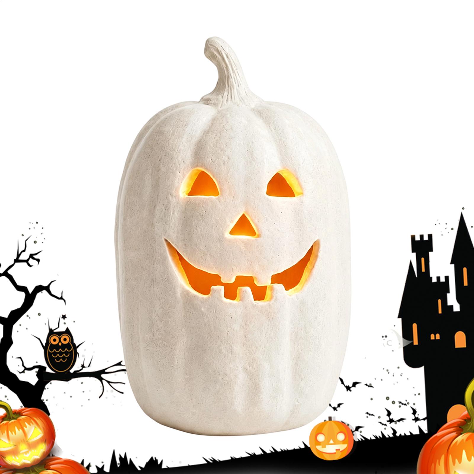 Pumpkin Lantern Halloween - โคมไฟฟักทองสุดหลอน โคมไฟเรซิ่นทำมือ ตกแต่งโต๊ะกลางบ้านสำหรับฮาโลวีน ของตกแต่งภายในบ้านสำหรับวางบนโต๊ะ