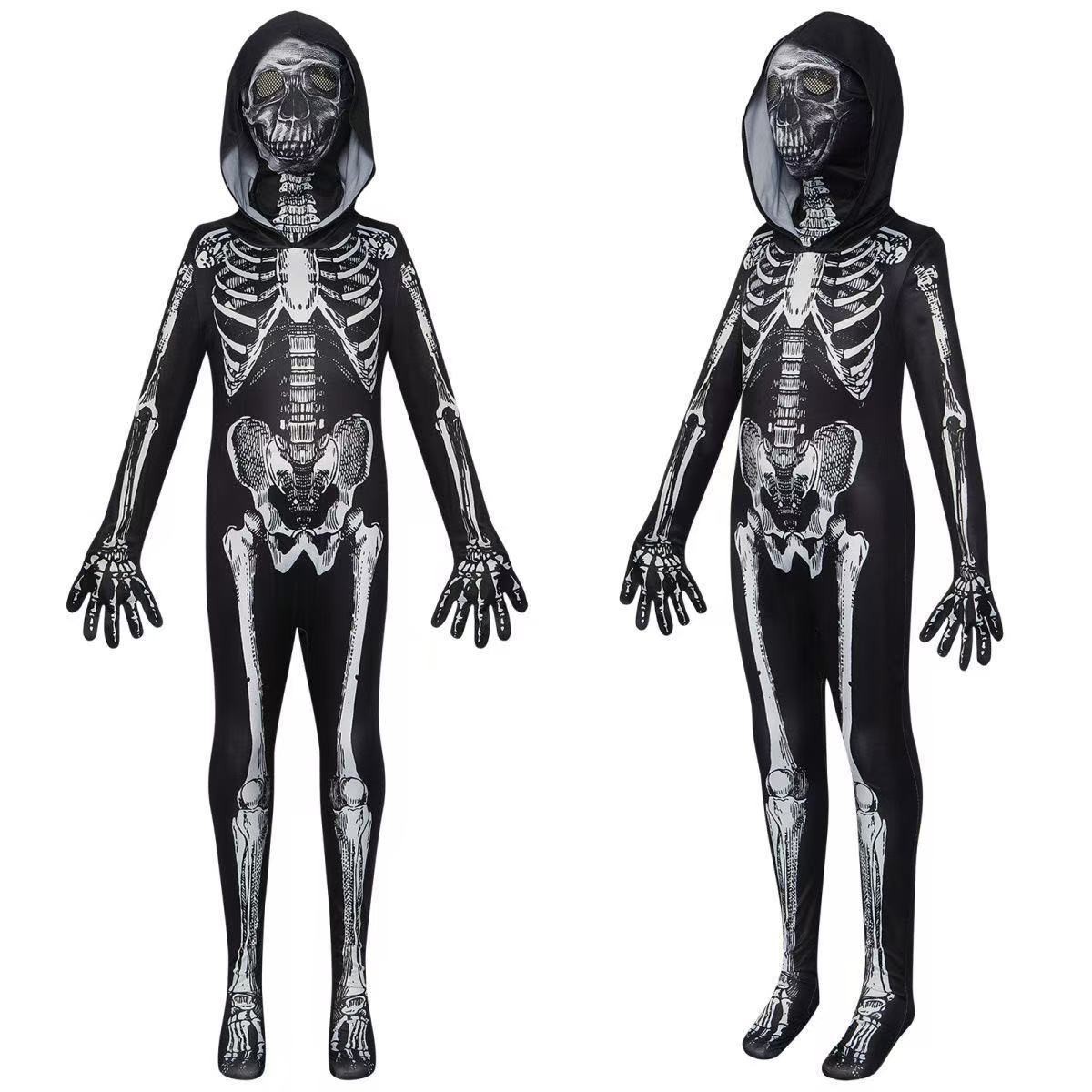 Halloween Costume Kids - ชุดฮาโลวีนสำหรับเด็ก ชุดโครงกระดูกสุดหลอน ชุดบอดี้สูทเต็มตัวสำหรับเด็ก ชุดปีศาจสำหรับเทศกาลอีสเตอร์ ชุดคอสเพลย์สำหรับงานปาร์ตี้คาร์นิวัล