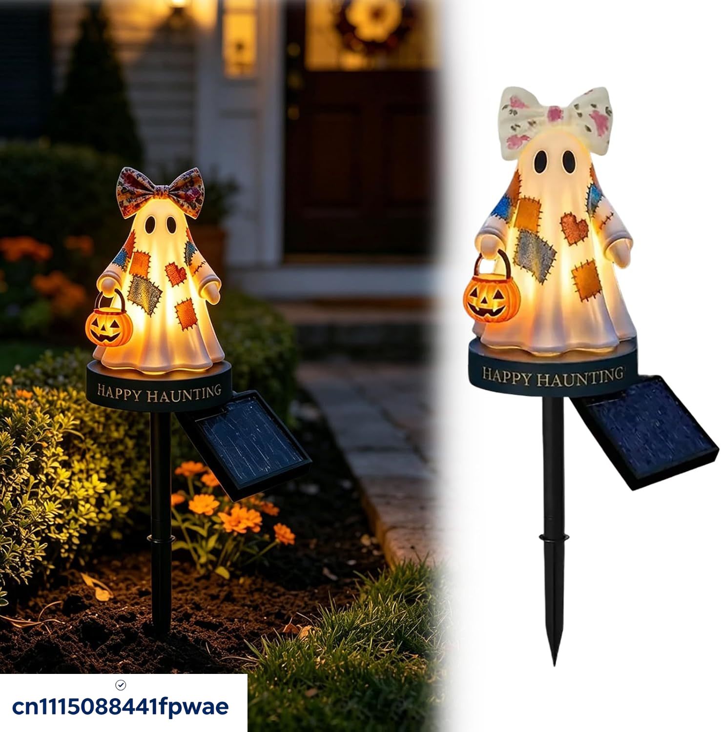 Halloween Pumpkin Decor Led - ของตกแต่งฮาโลวีนพลังงานแสงอาทิตย์สำหรับใช้ภายนอกอาคาร, ป้ายประดับสวนแบบปะติดปะต่อพร้อมไฟ LED แสงสีอบอุ่น, ไฟประดับทางเดินพร้อมโคมไฟรูปฟักทองสำหรับสนามหญ้าและลานบ้าน