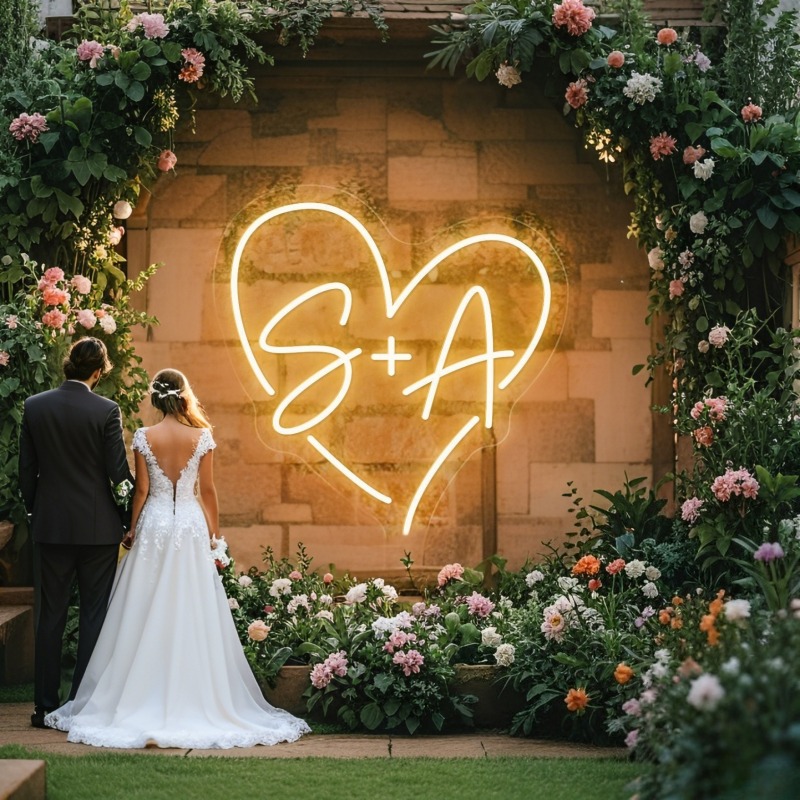 Halloween Party Supplies - CUSTOM Initials หัวใจ LED Neon Sign,