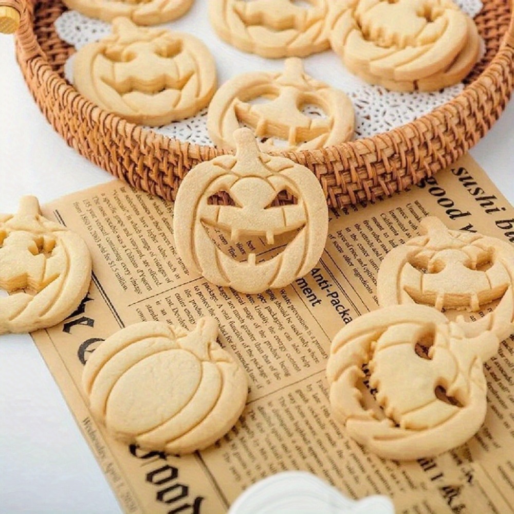 Pumpkin Lantern Halloween - ชุดตัวตัดคุกกี้รูปฟักทองผีฮาโลวีน 13 ชิ้น, แม่พิมพ์ปั๊มลายฟองดองท์รูปแจ็คโอแลนเทิร์น สำหรับทำขนมและตกแต่งงานปาร์ตี้