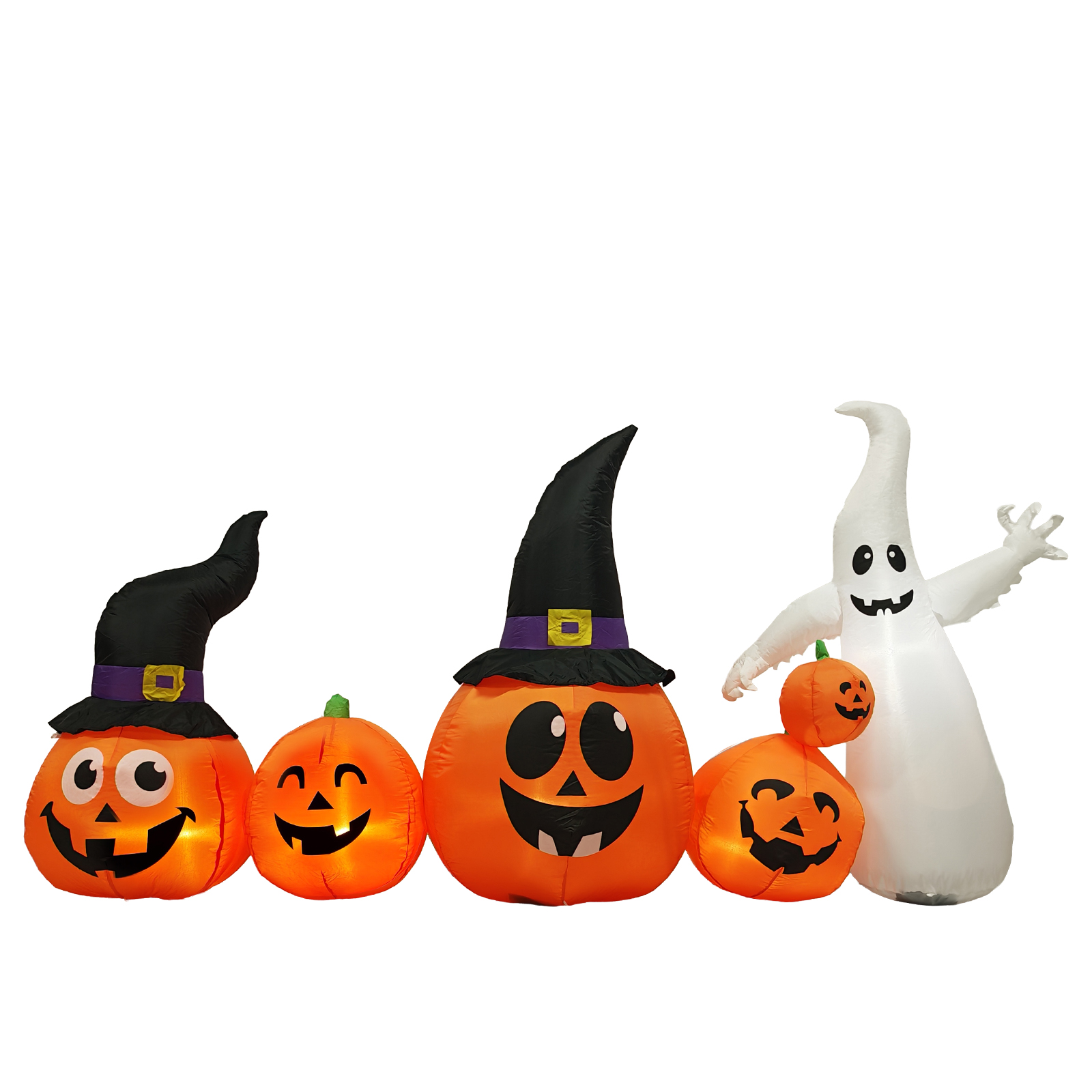 Halloween Pumpkin Decor Led - ฟักทองผีฮาโลวีนเป่าลมยาว 8 ฟุต สำหรับตกแต่งกลางแจ้ง พร้อมไฟ LED
