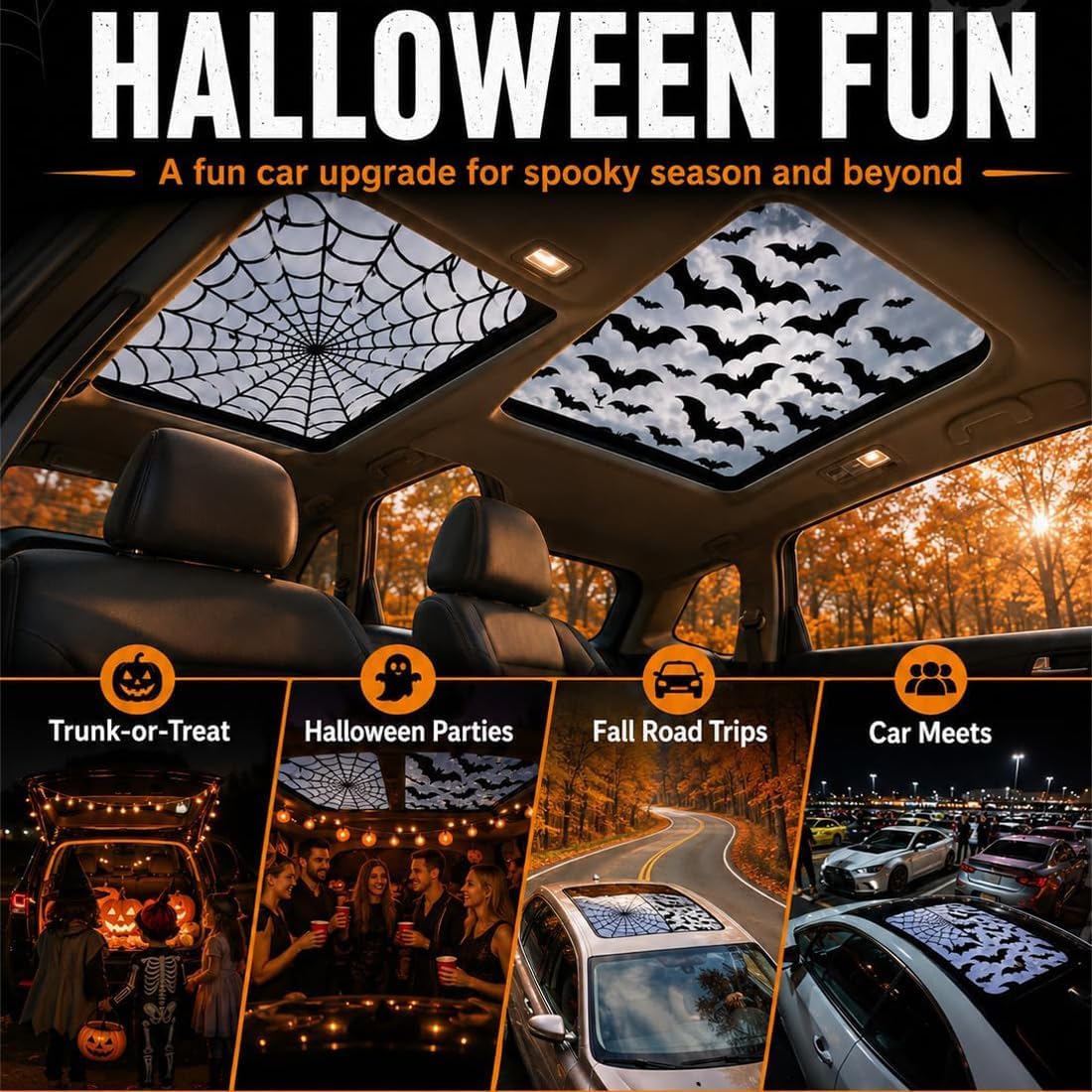 สติกเกอร์ติดซันรูฟรถยนต์ ลายฮา - Spider Web Halloween Decoration บทวิจารณ์และราคา