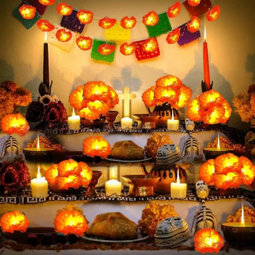 ไฟประดับรูปดอกดาวเรือง LED สำห - Halloween Led String Lights Orange บทวิจารณ์และราคา