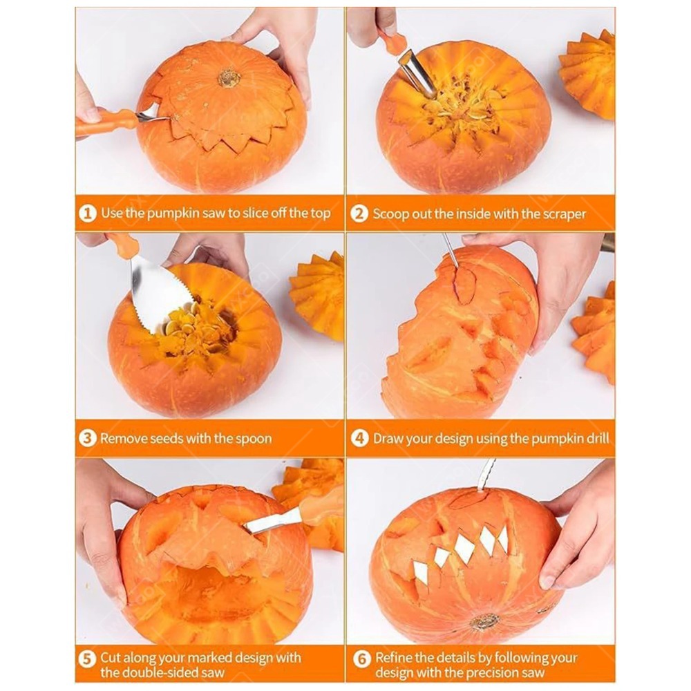 ชุดเครื่องมือแกะสลักฟักทองสำหร - Pumpkin Lantern Halloween บทวิจารณ์และราคา