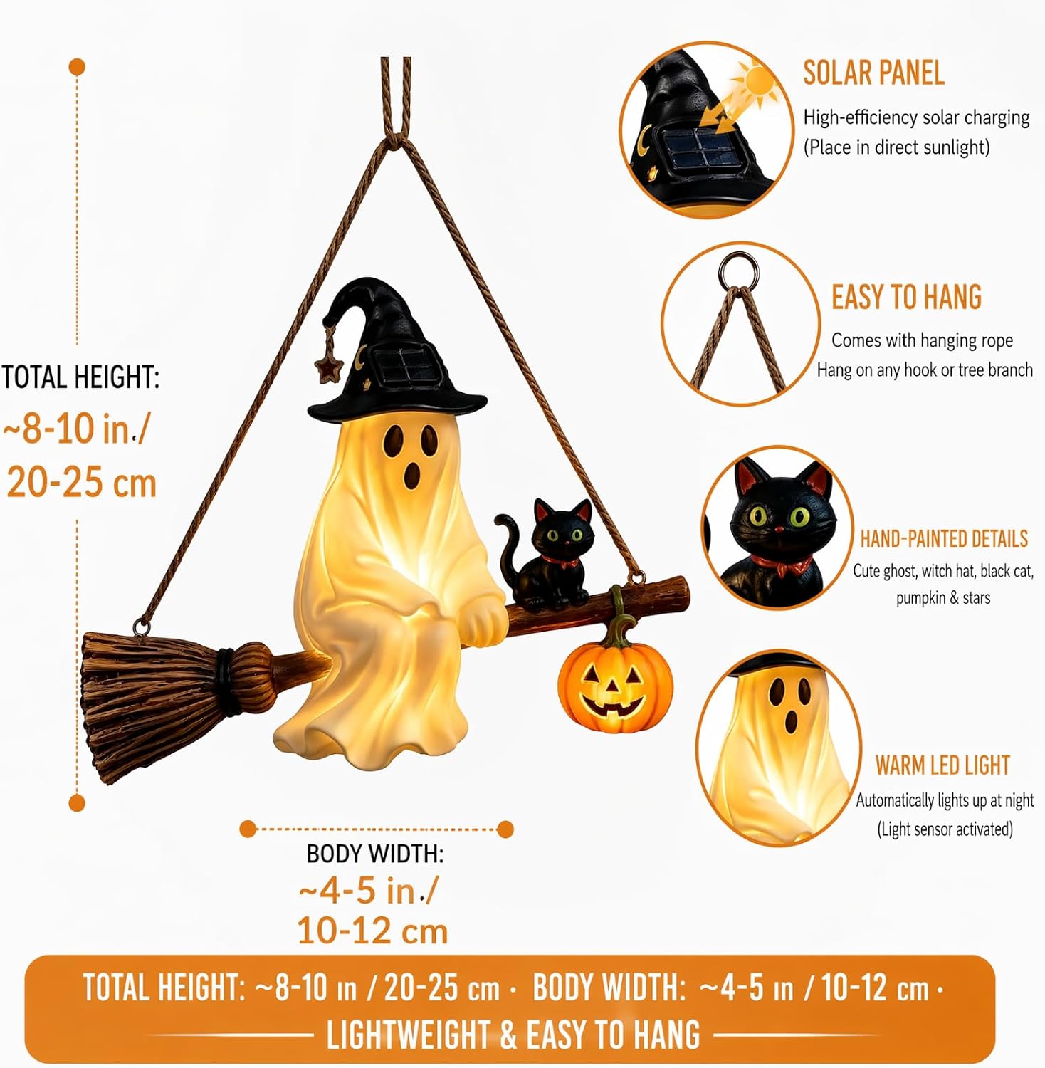 โคมไฟระย้าผีพลังงานแสงอาทิตย์  - Pumpkin Lantern Halloween บทวิจารณ์และราคา