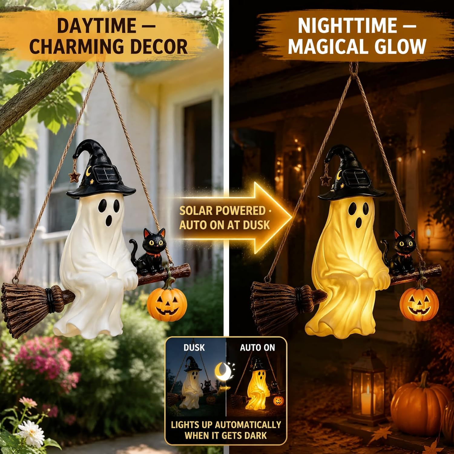 โคมไฟระย้าผีพลังงานแสงอาทิตย์  - Pumpkin Lantern Halloween บทวิจารณ์และราคา