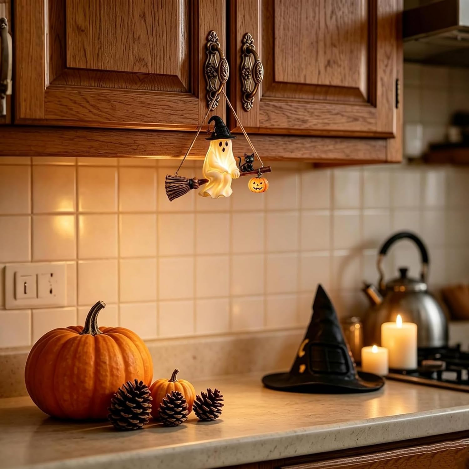 โคมไฟระย้าผีพลังงานแสงอาทิตย์  - Pumpkin Lantern Halloween บทวิจารณ์และราคา