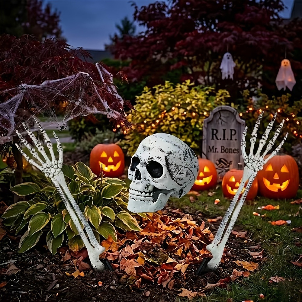 ชุดตกแต่งสนามฮาโลวีน 3 ชิ้น หั - Halloween Skeleton Decoration บทวิจารณ์และราคา