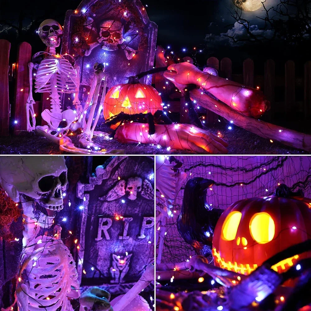 ไฟราวลวดทองแดงยาว10-120ม. ไฟนา - Halloween Led String Lights Orange บทวิจารณ์และราคา