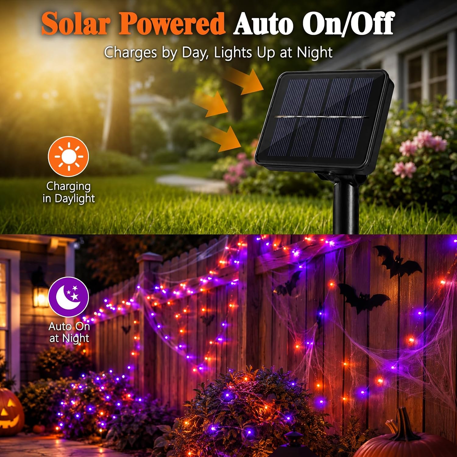 ไฟ LED ฮาโลวีน พลังงานแสงอาทิต - Halloween Led String Lights Orange บทวิจารณ์และราคา