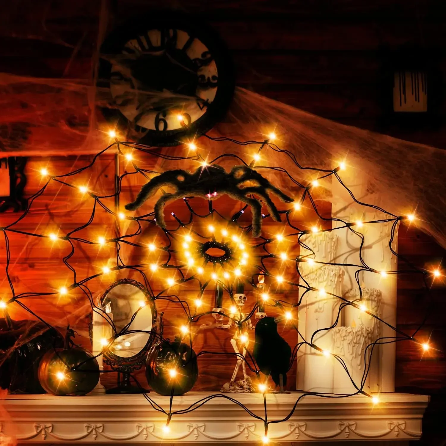 1-4 ชิ้น ไฟประดับ LED ลายใยแมง - Halloween Led String Lights Orange บทวิจารณ์และราคา