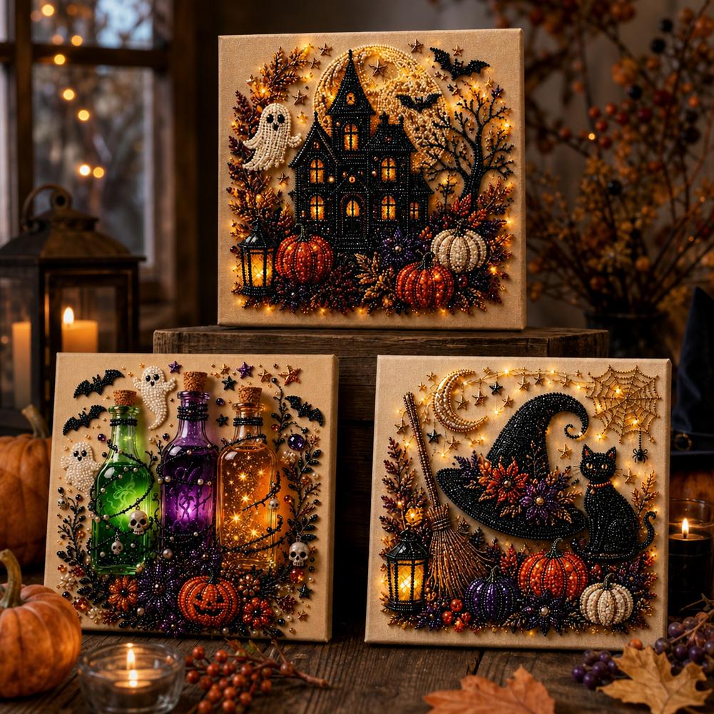 ชุดงานฝีมือ DIY ภาพเพชร 3D ลาย - Pumpkin Lantern Halloween บทวิจารณ์และราคา
