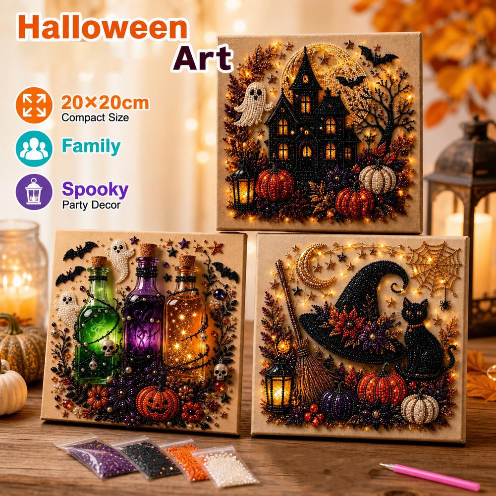 ชุดงานฝีมือ DIY ภาพเพชร 3D ลาย - Pumpkin Lantern Halloween บทวิจารณ์และราคา