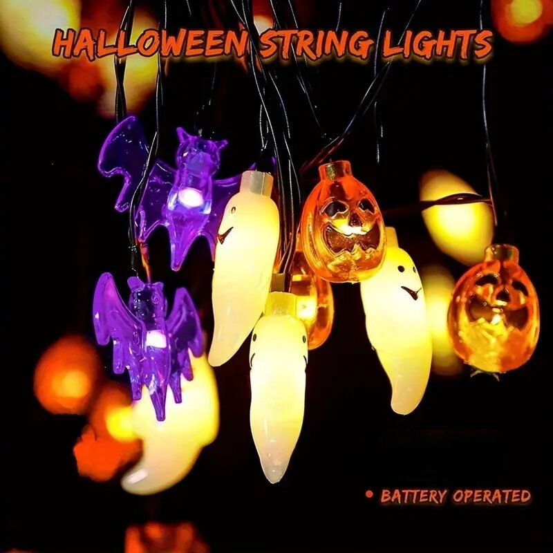 ไฟประดับ LED รูปฟักทอง ค้างคาว - Halloween Led String Lights Orange บทวิจารณ์และราคา