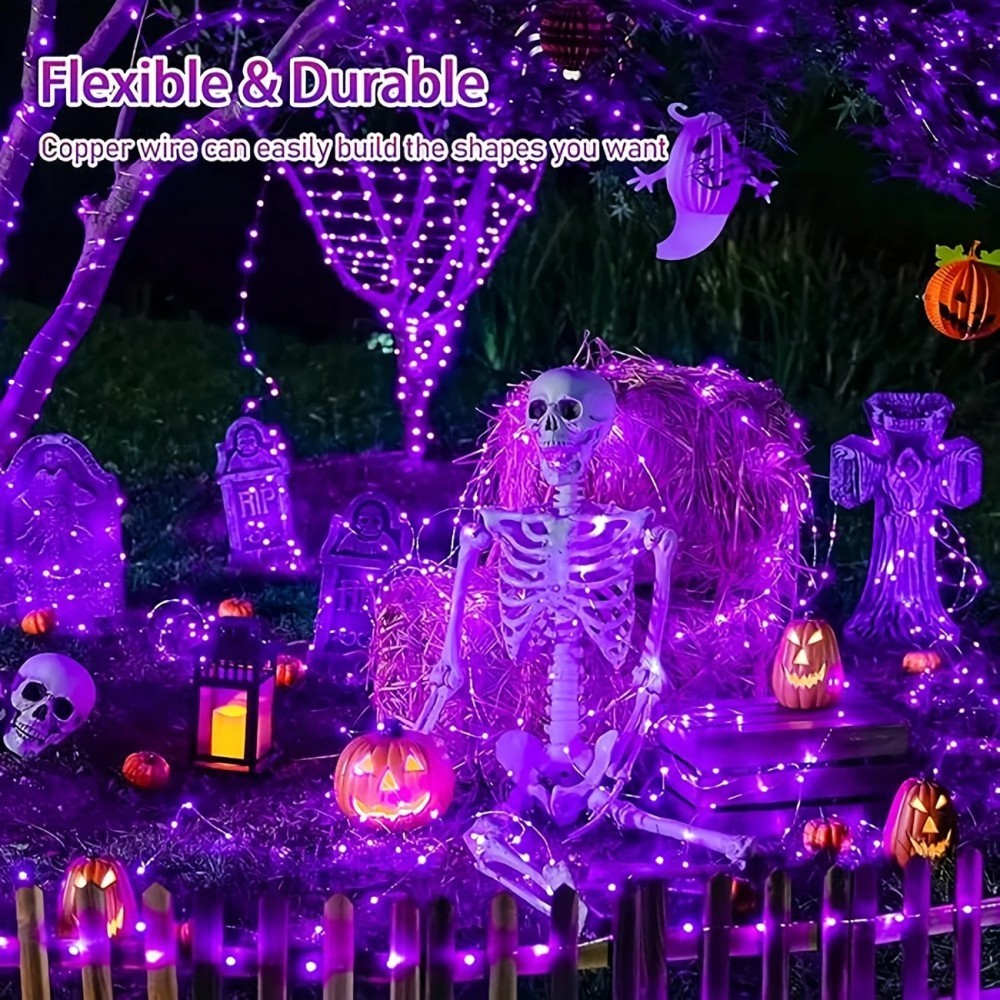 1PC 12M100LED ไฟประดับฮาโลวีนพ - Halloween Led String Lights Orange บทวิจารณ์และราคา