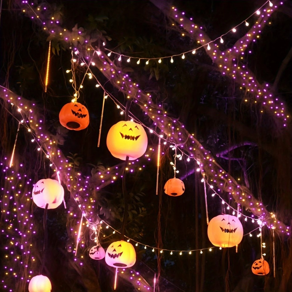 1PC 12M100LED ไฟประดับฮาโลวีนพ - Halloween Led String Lights Orange บทวิจารณ์และราคา