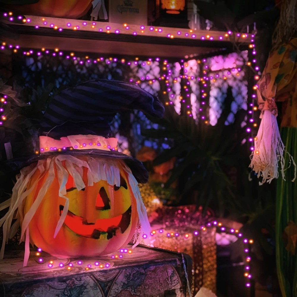 1PC 12M100LED ไฟประดับฮาโลวีนพ - Halloween Led String Lights Orange บทวิจารณ์และราคา