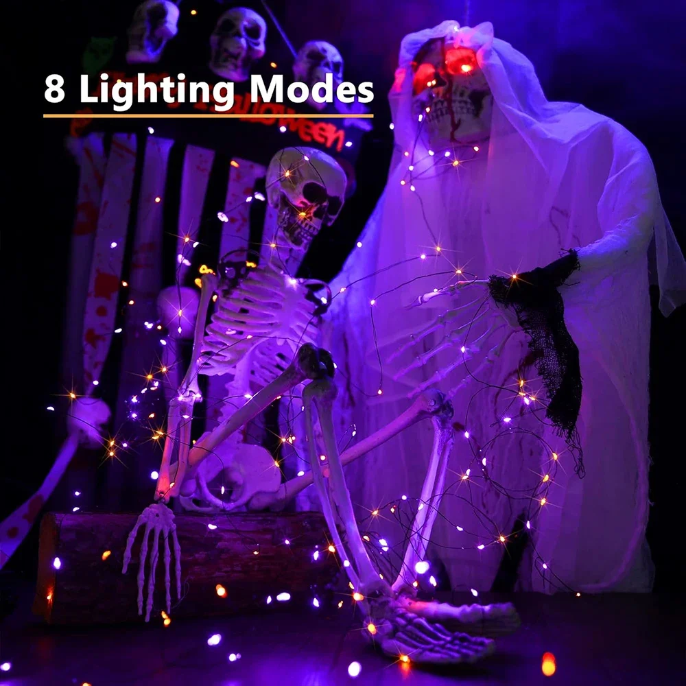 ไฟราวลวดทองแดงยาว10-120ม. ไฟนา - Halloween Led String Lights Orange บทวิจารณ์และราคา