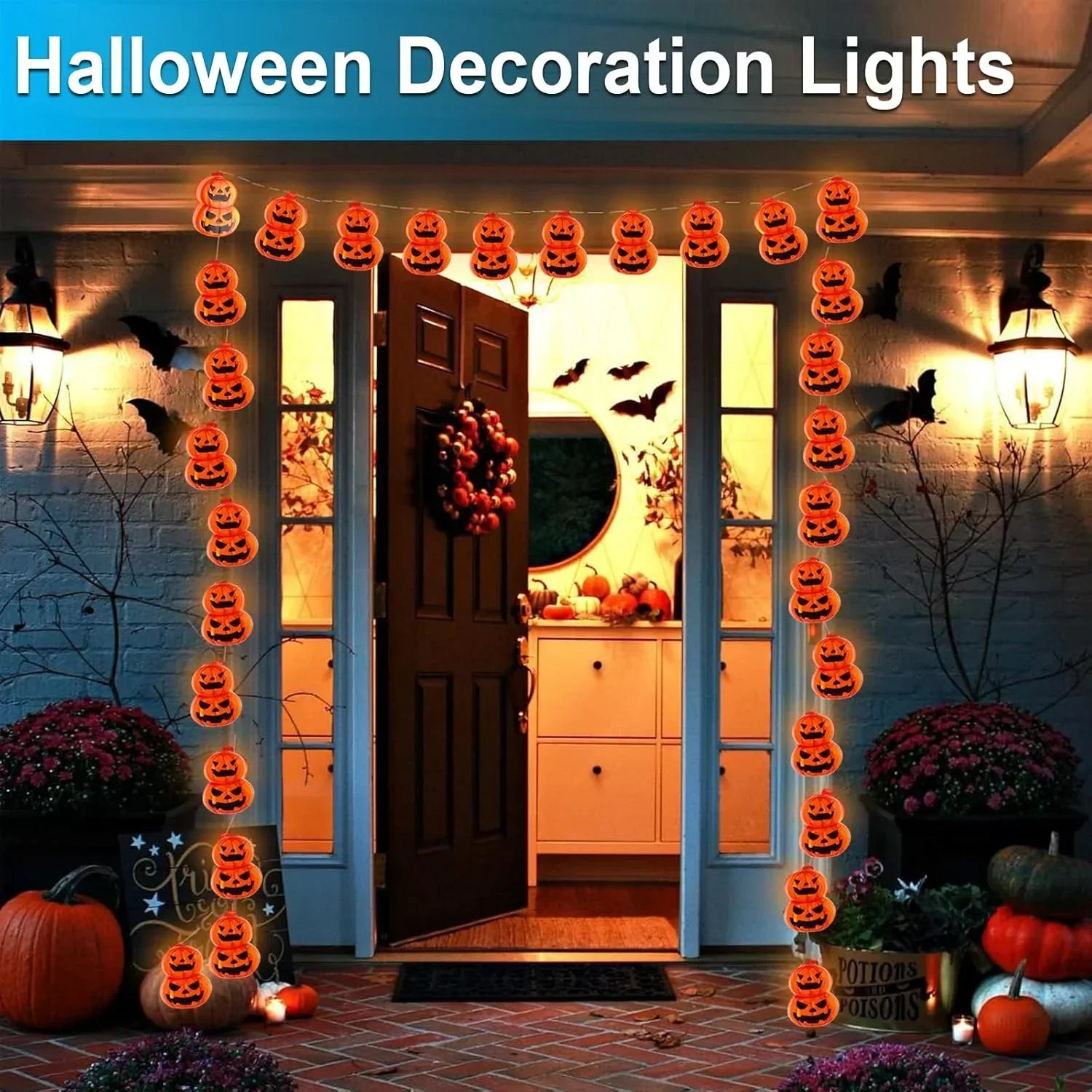 ไฟประดับรูปแจ็คโอแลนเทิร์น ใช้ - Halloween Led String Lights Orange บทวิจารณ์และราคา
