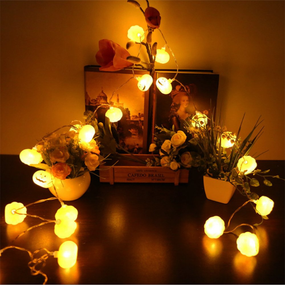 ฮาโลวีน 3D ฟักทองไฟ LED String - Halloween Led String Lights Orange บทวิจารณ์และราคา