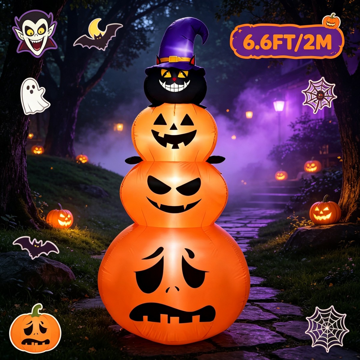 ของตกแต่งวันหยุดกลางแจ้ง ฮาโลว - Halloween Pumpkin Decor Led บทวิจารณ์และราคา