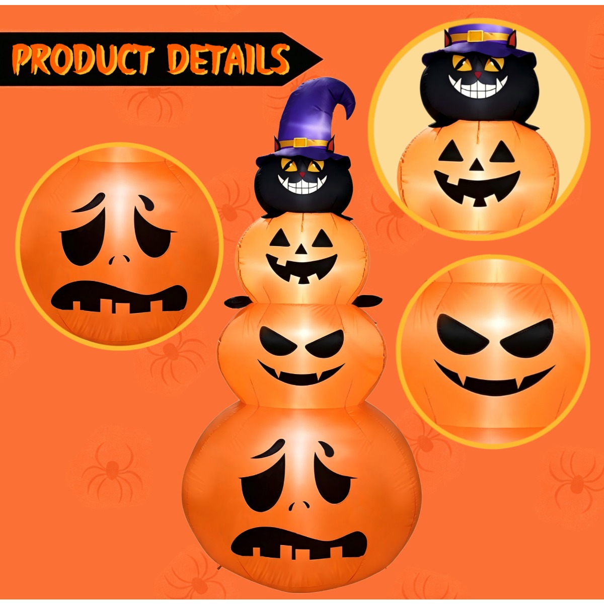 ของตกแต่งวันหยุดกลางแจ้ง ฮาโลว - Halloween Pumpkin Decor Led บทวิจารณ์และราคา