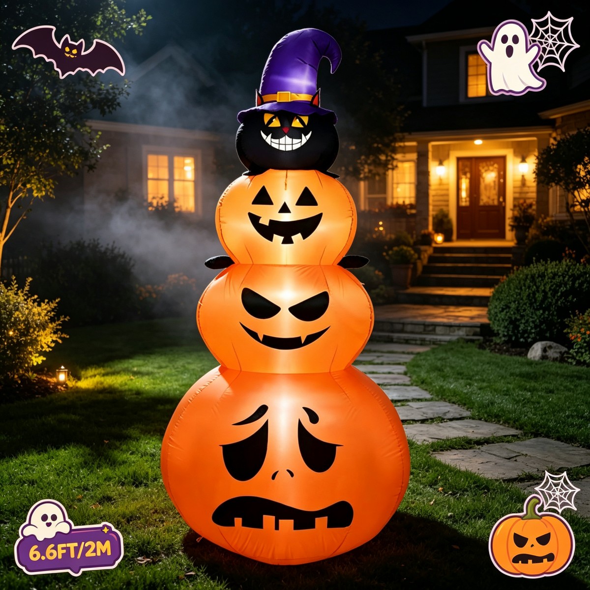 ของตกแต่งวันหยุดกลางแจ้ง ฮาโลว - Halloween Pumpkin Decor Led บทวิจารณ์และราคา