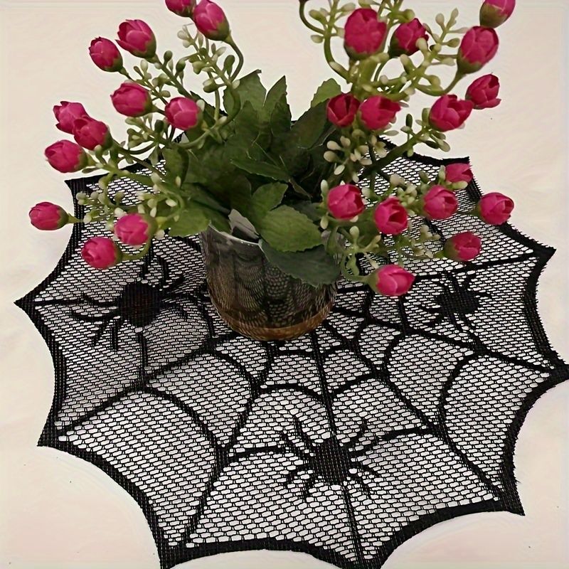 แผ่นรองจานลายใยแมงมุมสีดำสำหรั - Spider Web Halloween Decoration บทวิจารณ์และราคา