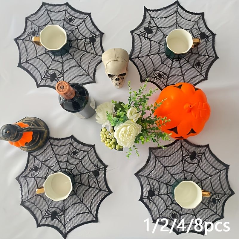 แผ่นรองจานลายใยแมงมุมสีดำสำหรั - Spider Web Halloween Decoration บทวิจารณ์และราคา