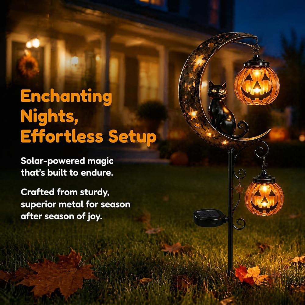 ไฟประดับสวนรูปแมวดำ ฟักทอง และ - Halloween Pumpkin Decor Led บทวิจารณ์และราคา