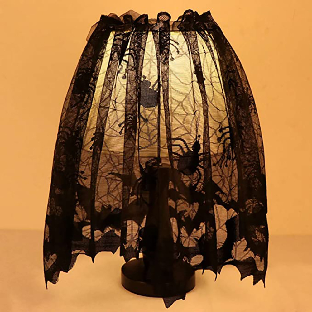 ผ้าลูกไม้สีดำลายใยแมงมุมสำหรับ - Spider Web Halloween Decoration บทวิจารณ์และราคา