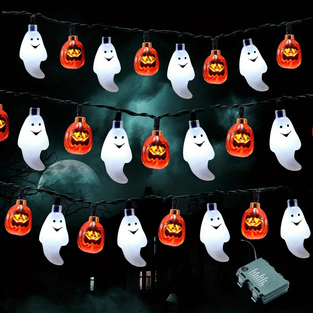 ไฟประดับฮาโลวีนรูปฟักทองผี 19. - Halloween Led String Lights Orange บทวิจารณ์และราคา