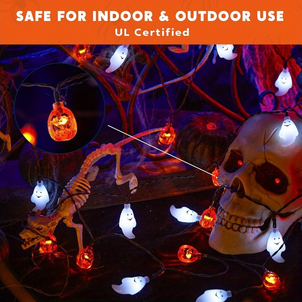 ไฟประดับฮาโลวีนรูปฟักทองผี 19. - Halloween Led String Lights Orange บทวิจารณ์และราคา