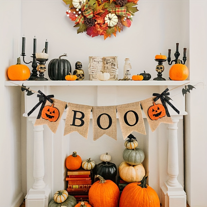 1 ชุดแบนเนอร์ฮาโลวีนสไตล์ชนบท  - Pumpkin Lantern Halloween บทวิจารณ์และราคา